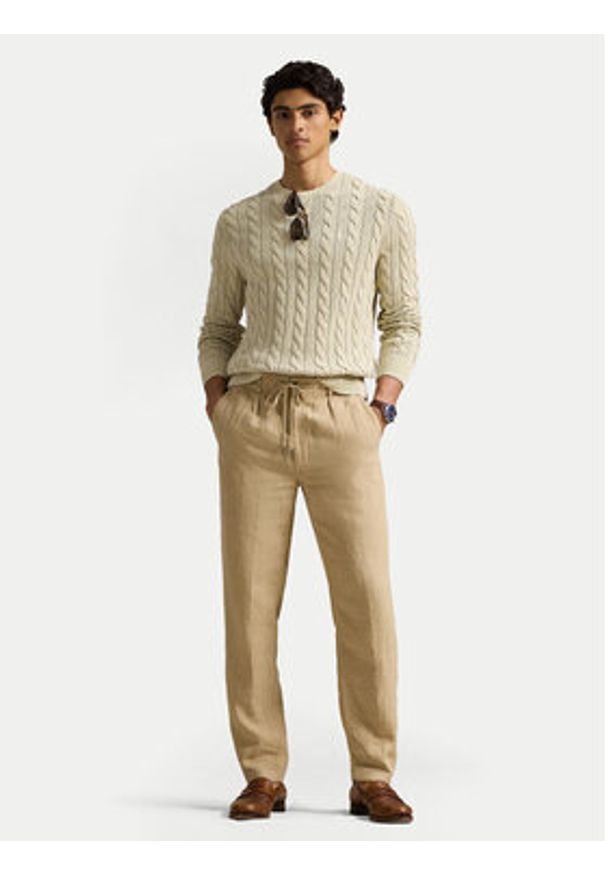 Polo Ralph Lauren Sweter 710965867001 Beżowy Regular Fit. Typ kołnierza: polo. Kolor: beżowy. Materiał: bawełna