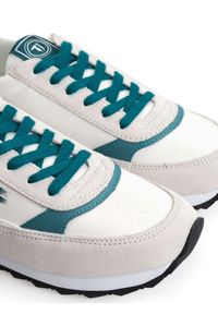Trussardi Jeans Sneakersy | 77A00151 | Mężczyzna | Biały, Turkusowy. Nosek buta: okrągły. Kolor: biały, turkusowy, wielokolorowy. Materiał: tkanina, skóra ekologiczna. Wzór: aplikacja, nadruk