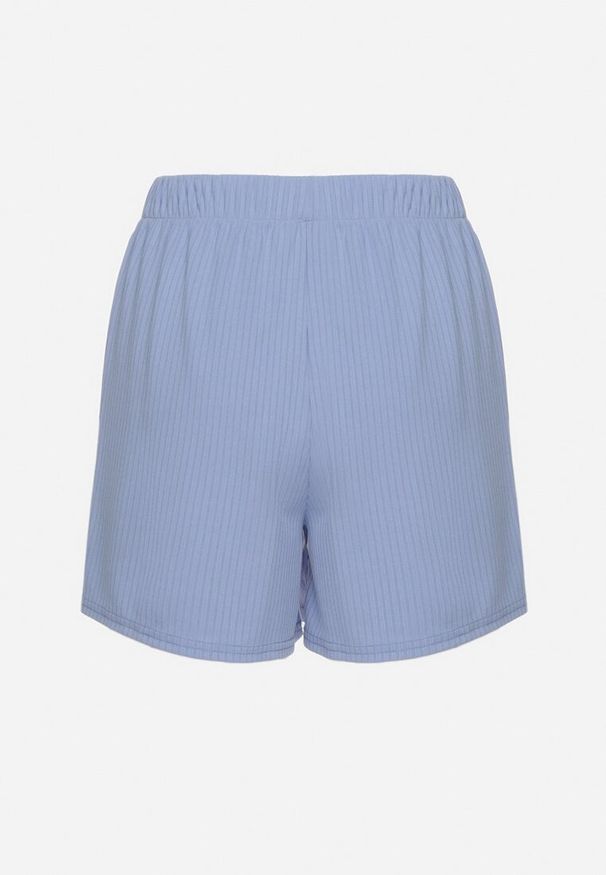 Born2be - Jasnoniebieskie Szorty Prążkowane o Luźnym Kroju Elytra. Kolor: niebieski. Materiał: prążkowany. Sezon: lato. Styl: sportowy