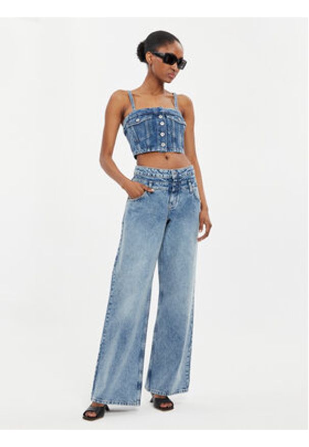 Karl Lagerfeld Jeans Top 241J1600 Niebieski Slim Fit. Kolor: niebieski. Materiał: bawełna