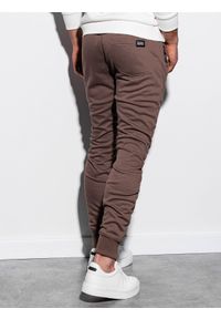 Ombre Clothing - Spodnie męskie dresowe - brązowe V12 P867 - XXL. Kolor: brązowy. Materiał: dresówka #3