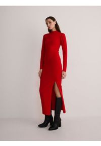 Reserved - Sukienka maxi z wiskozą - czerwony. Kolor: czerwony. Materiał: wiskoza. Typ sukienki: proste. Długość: maxi #1