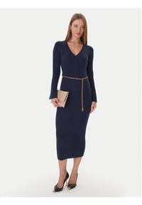 MICHAEL Michael Kors Sukienka dzianinowa MF5835G4VR Granatowy Slim Fit. Kolor: niebieski. Materiał: wełna #3