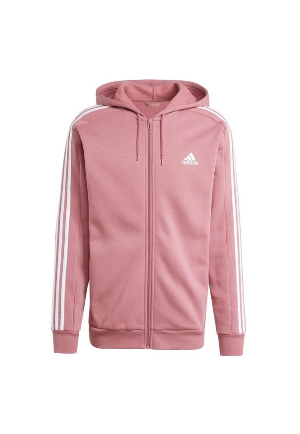 Adidas - Bluza z kapturem Essentials Fleece 3-Stripes Full-Zip. Typ kołnierza: kaptur. Kolor: czerwony, różowy, wielokolorowy. Materiał: materiał