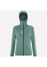Kurtka softshell damska Millet Fusion XCS Hoodie W active fit. Kolor: zielony. Materiał: softshell. Sport: wspinaczka