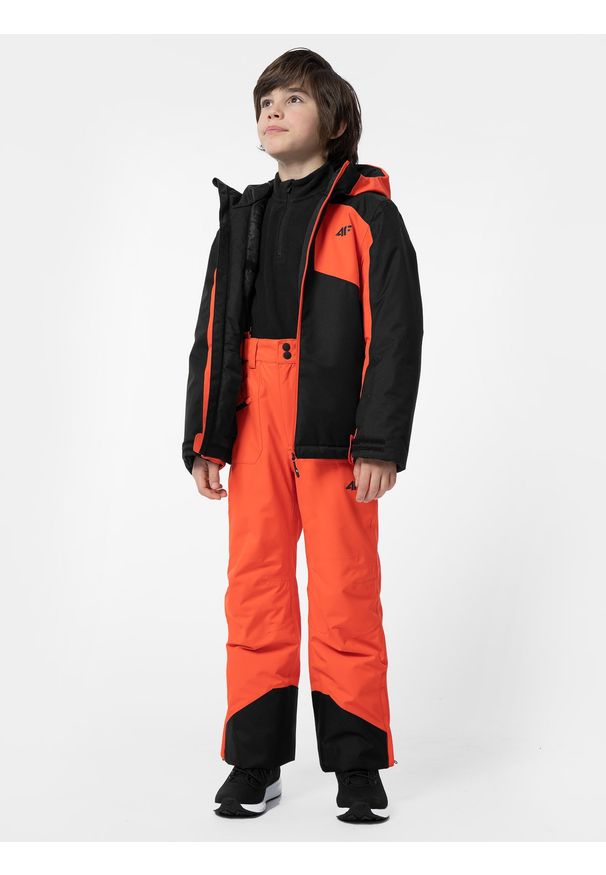 4f - Kurtka narciarska membrana 8 000 chłopięca. Okazja: na co dzień. Kolor: pomarańczowy. Materiał: syntetyk, puch. Sezon: zima. Styl: casual. Sport: narciarstwo