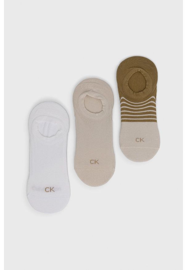 Calvin Klein skarpetki (3-pack) męskie kolor beżowy. Kolor: beżowy