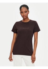 Pinko T-Shirt Moro 101752 A227 Brązowy Regular Fit. Kolor: brązowy. Materiał: bawełna. Wzór: moro