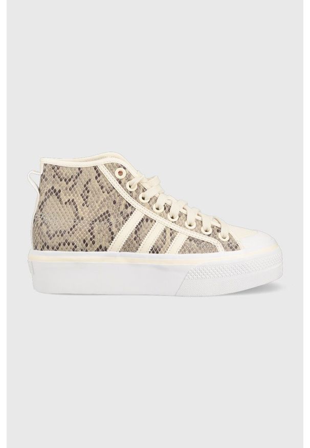 adidas Originals trampki Nizza damskie kolor beżowy HQ1981-WONWHI/WON. Nosek buta: okrągły. Kolor: beżowy. Materiał: guma. Szerokość cholewki: normalna. Obcas: na platformie