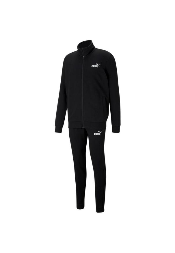Dres męski Puma Clean Sweat Suit czarny. Kolor: biały, czarny, wielokolorowy. Materiał: dresówka