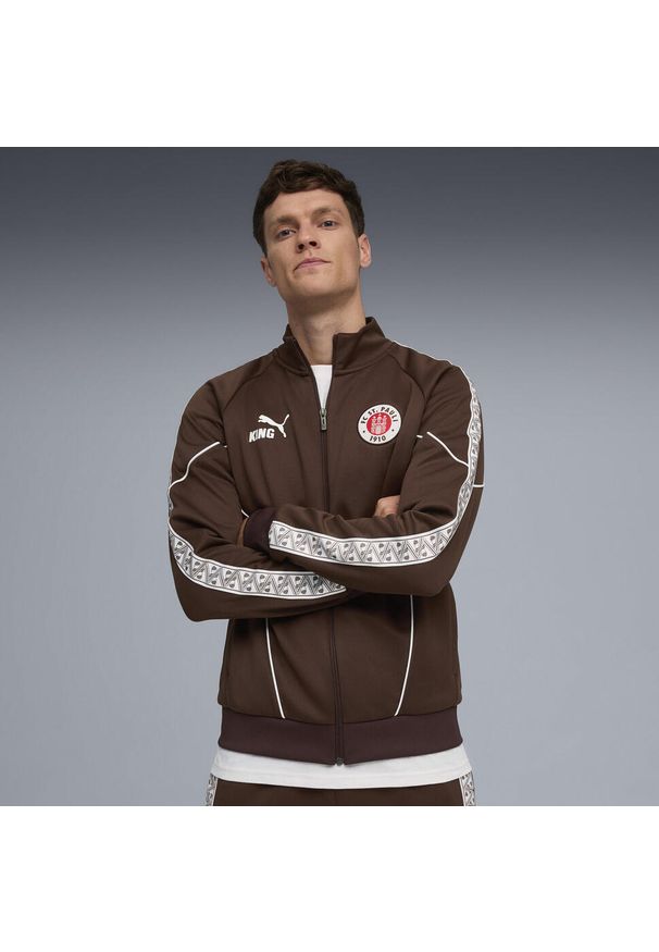 Puma - Męska kurtka FC St. Pauli KING Anthem PUMA Espresso Brown White. Kolor: brązowy, biały, wielokolorowy. Sport: bieganie