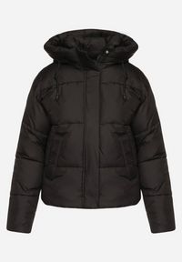 Born2be - Czarna Pikowana Kurtka Puffer z Kapturem Miviera. Okazja: na spacer, na co dzień. Typ kołnierza: kaptur. Kolor: czarny. Materiał: dzianina, jeans. Sezon: zima. Styl: casual #4