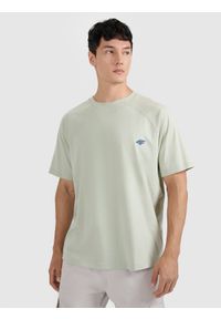 4f - 4F T-shirt oversize gładki męski - turkusowy S. Okazja: na co dzień. Kolor: turkusowy. Materiał: bawełna. Długość: długie. Wzór: gładki. Styl: casual #1