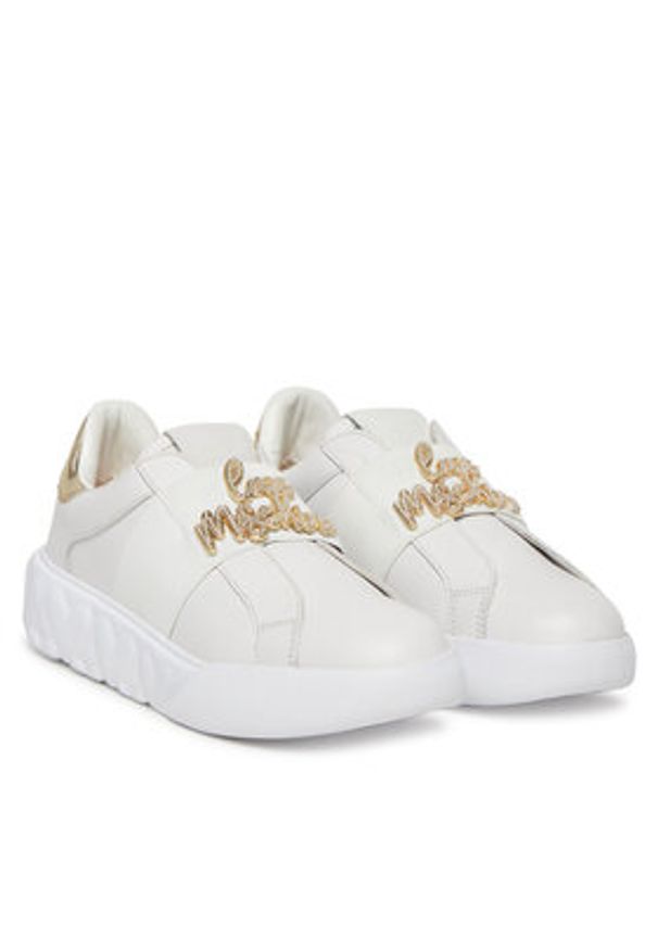 Love Moschino - LOVE MOSCHINO Sneakersy JA15064G1MIA610A Biały. Kolor: biały. Materiał: skóra