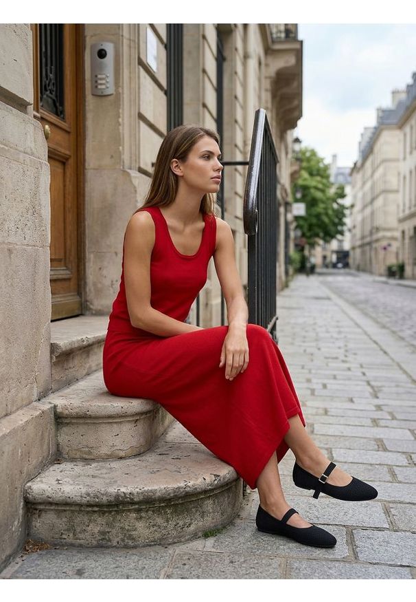 Sinsay - Sweter na ramiączkach basic - czerwony. Kolor: czerwony. Długość rękawa: na ramiączkach