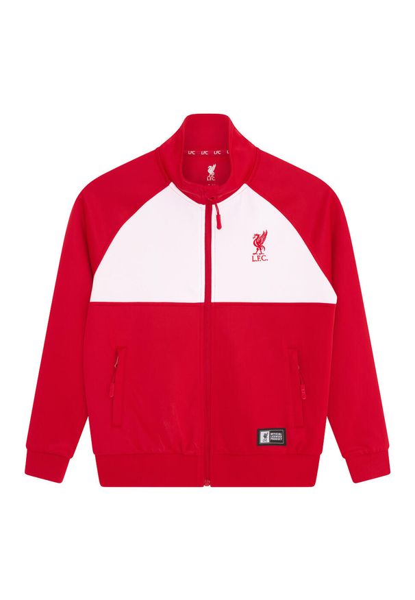 LIVERPOOL FC - Dres piłkarski dziecięcy Liverpool 21/22. Kolor: biały, czerwony, wielokolorowy. Materiał: dresówka