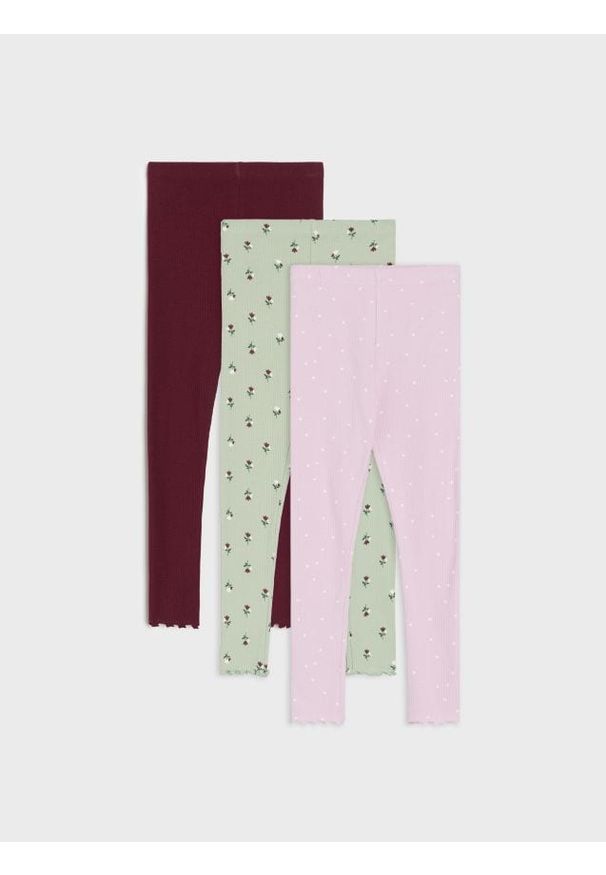 Sinsay - Legginsy z prążkowanej dzianiny 3 pack - wielobarwny. Materiał: prążkowany, dzianina