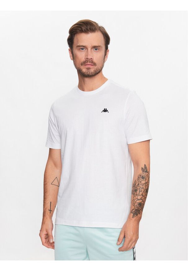 Kappa T-Shirt 313002 Biały Regular Fit. Kolor: biały. Materiał: bawełna