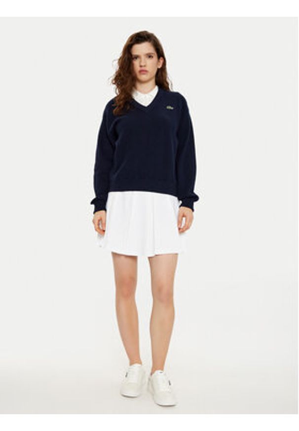 Lacoste Sweter AF5622 Granatowy Regular Fit. Kolor: niebieski. Materiał: bawełna
