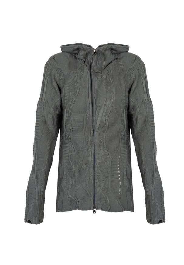La Haine Inside Us Sweter Full Zip | LM244 | Mężczyzna | Szary. Okazja: na co dzień. Typ kołnierza: kaptur. Kolor: szary. Materiał: bawełna, poliester. Wzór: jednolity, aplikacja. Styl: sportowy, elegancki, casual