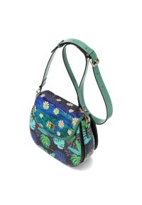 Zielona Elegancka Damska Torebka Laura Vita. Kolor: zielony. Wzór: kwiaty, aplikacja, kolorowy. Materiał: z tłoczeniem, zdobione. Styl: elegancki #3