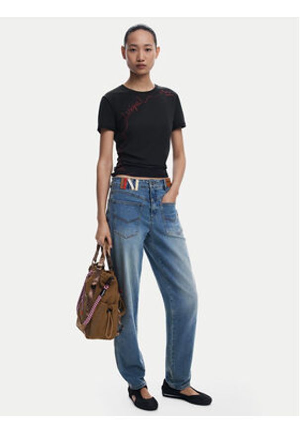 Desigual T-Shirt Charly 25WWTK08 Czarny Regular Fit. Kolor: czarny. Materiał: bawełna