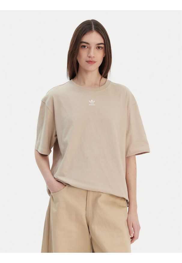 Adidas - adidas T-Shirt Essentials Boyfriend KD1368 Beżowy Oversize. Kolor: beżowy. Materiał: bawełna