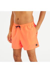 OLAIAN - Spodenki surfingowe krótkie męskie Olaian 100 15" Hendaia Pockets. Kolor: różowy, pomarańczowy, wielokolorowy. Materiał: poliester, materiał. Długość: krótkie