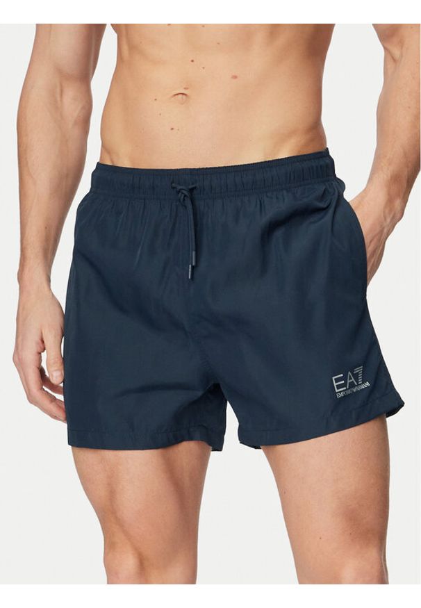 EA7 Emporio Armani Szorty kąpielowe 7M001677 AF13019 MB010 Granatowy Regular Fit. Kolor: niebieski. Materiał: syntetyk