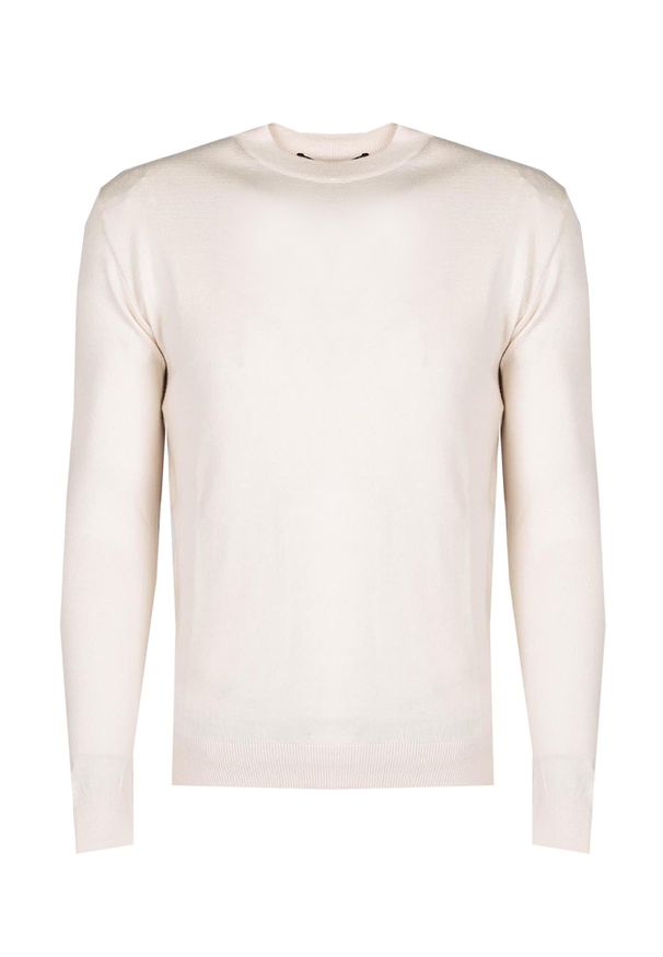 Takeshy Kurosawa Sweter | 83383 | Maglia Girocollo | Mężczyzna | Kremowy. Okazja: na co dzień. Kolor: kremowy. Materiał: poliamid, wiskoza, poliester. Wzór: aplikacja. Styl: casual