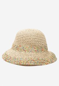 Born2be - Jasnobeżowy Pleciony Kapelusz Typu Bucket z Ozdobnymi Nitkami Alivena. Kolor: beżowy. Materiał: len, materiał, jeans. Sezon: lato, wiosna. Styl: casual