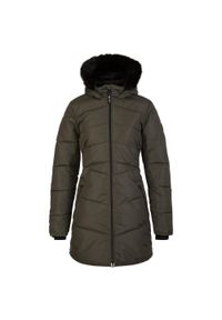 DARE 2B - Damski płaszcz turystyczny zimowy długi Striking II. Kolor: zielony. Długość: długie. Sezon: zima. Sport: narciarstwo