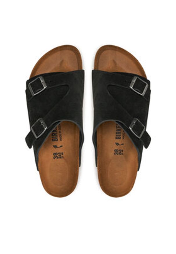 Birkenstock Klapki Zürich 1025060 Czarny. Kolor: czarny. Materiał: skóra