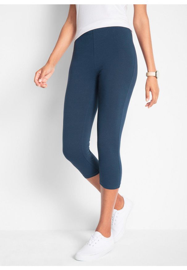 bonprix - Legginsy rybaczki (2 pary w opak.). Okazja: na co dzień. Kolor: niebieski. Styl: casual