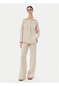 ICONA Spodnie materiałowe RP5LE005 Beżowy Relaxed Fit. Kolor: beżowy. Materiał: len #3