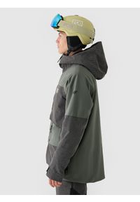 4f - 4F Kurtka snowboardowa membrana 10000 męska - oliwkowa/khaki M. Okazja: na co dzień. Typ kołnierza: kaptur. Kolor: oliwkowy, brązowy, wielokolorowy. Materiał: dzianina, poliester, materiał, tkanina. Wzór: gładki. Sezon: zima. Styl: klasyczny, sportowy, casual