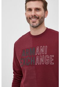 Armani Exchange bluza 6KZMFA.ZJY1Z męska kolor bordowy z nadrukiem. Kolor: czerwony. Materiał: dzianina. Wzór: nadruk #5