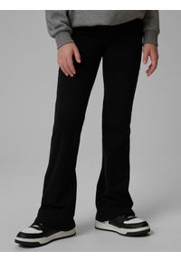 4f - 4F Legginsy dzianinowe dziewczęce - czarne 164 (13-14 lat). Okazja: na spacer, na co dzień. Stan: podwyższony. Kolor: czarny. Materiał: dzianina. Sezon: lato. Styl: casual #2