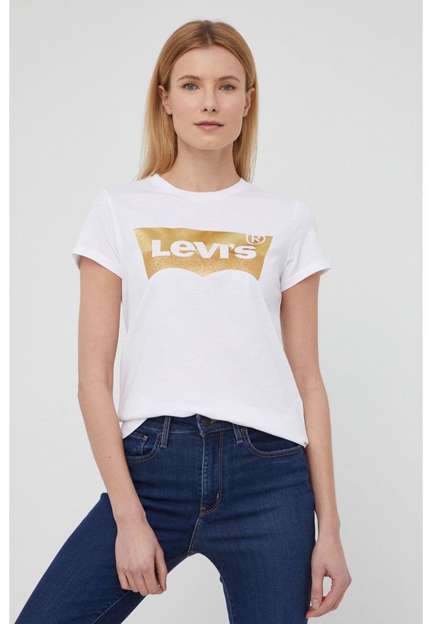 Levi's® - Levi's T-shirt bawełniany kolor biały 17369.0453-Neutrals. Okazja: na spotkanie biznesowe, na co dzień. Kolor: biały. Materiał: bawełna. Wzór: nadruk. Styl: biznesowy, casual