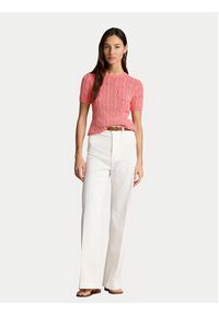 Polo Ralph Lauren Sweter 211935306001 Różowy Slim Fit. Typ kołnierza: polo. Kolor: różowy. Materiał: bawełna