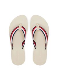 TOMMY HILFIGER - Tommy Hilfiger Japonki Th Corp Mid Wedge Beach Sandal FW0FW08517 Beżowy. Kolor: beżowy. Materiał: materiał