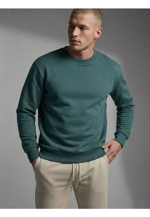 Sinsay - Bluza crewneck basic - ciemny turkus