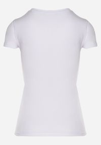 Born2be - Biały Bawełniany T-shirt z Nadrukiem Motyla i Cyrkoniami Uliriela. Okazja: na co dzień. Kolor: biały. Materiał: bawełna. Wzór: nadruk. Sezon: lato. Styl: klasyczny, casual #6