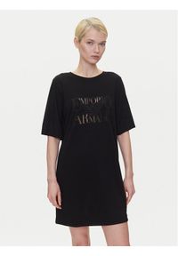 Emporio Armani Sukienka codzienna EW000618 AF12187 UC001 Czarny Loose Fit. Okazja: na co dzień. Kolor: czarny. Materiał: wiskoza. Typ sukienki: proste. Styl: casual