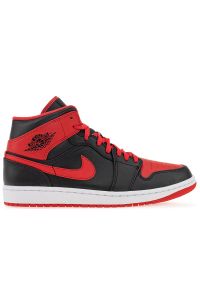 Buty Nike Air Jordan 1 Mid DQ8426-060 - czarno-czerwone. Kolor: wielokolorowy, czarny, czerwony. Materiał: materiał, syntetyk, skóra, guma. Szerokość cholewki: normalna