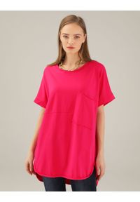 Unisono - RÓŻOWA BLUZKA Z BAWEŁNY 109-23038A FUXIA. Kolor: różowy. Materiał: bawełna