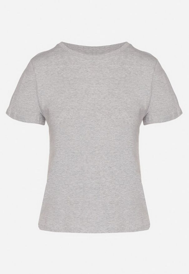 Born2be - Szary Klasyczny T-shirt z Bawełny Lorali. Okazja: na co dzień, na spacer. Kolor: szary. Materiał: bawełna. Wzór: gładki. Styl: klasyczny