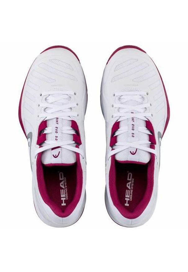 Buty do tenisa damskie Head Sprint Evo 3.0. Kolor: biały. Materiał: materiał, syntetyk. Szerokość cholewki: normalna. Sport: bieganie, tenis
