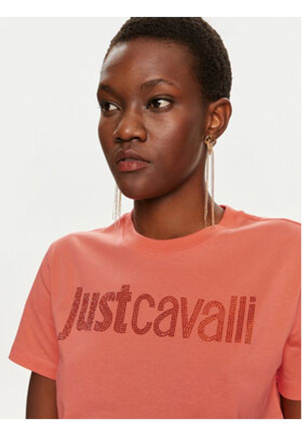 Just Cavalli T-Shirt 76PAHE03 Różowy Regular Fit. Kolor: różowy. Materiał: bawełna