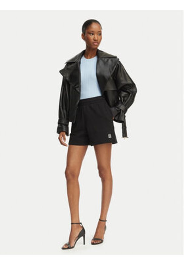 Hugo - HUGO Szorty sportowe Ninosta 50536943 Czarny Relaxed Fit. Kolor: czarny. Materiał: bawełna